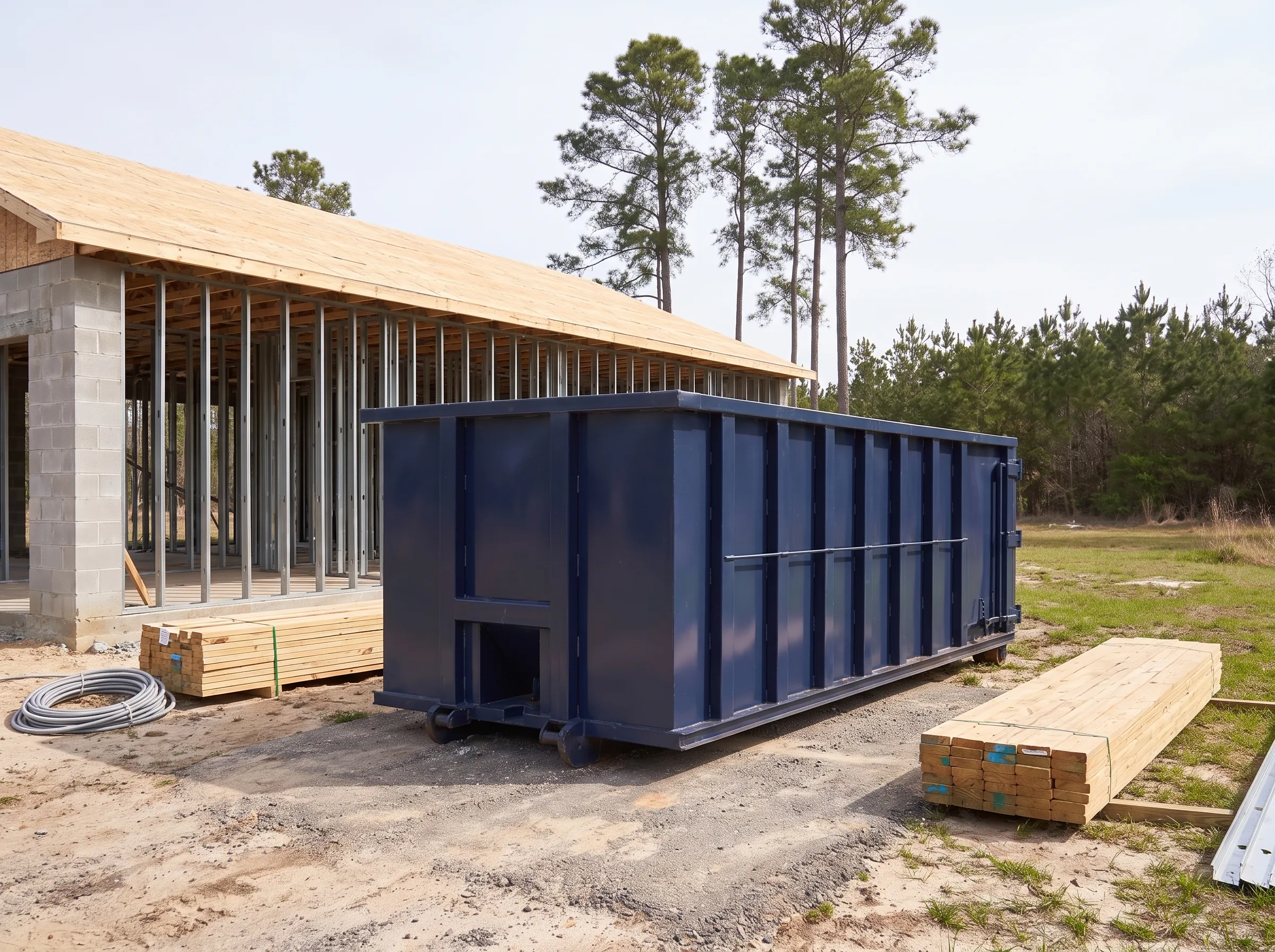 Roll-off dumpster being loaded in South Carolina